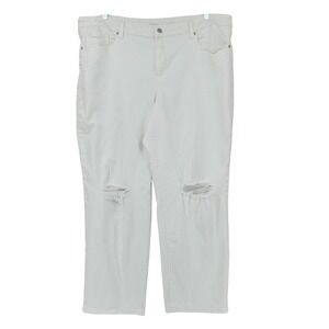 Old Navy OG Loose Jeans 22 Women White Distressed High Rise Straight Summer